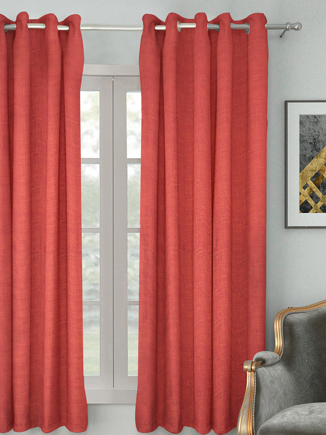 HOUZZCODE Maroon Single Room Darkening Window Curtain