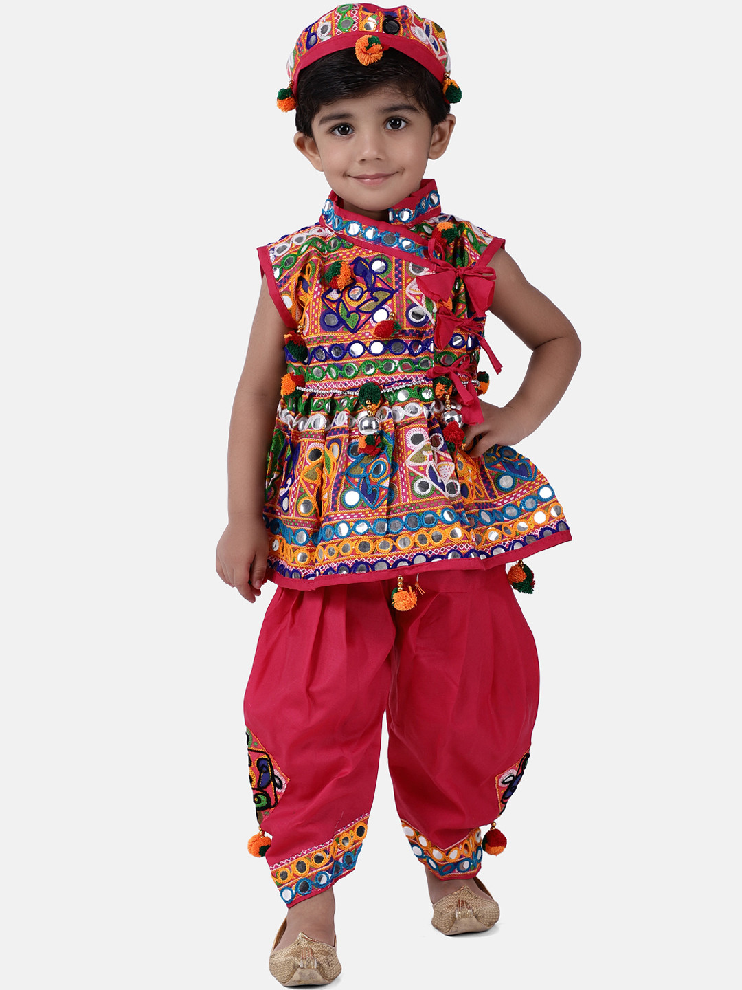 BownBee Boys Pink Embroidered Kurta with Dhoti Pants