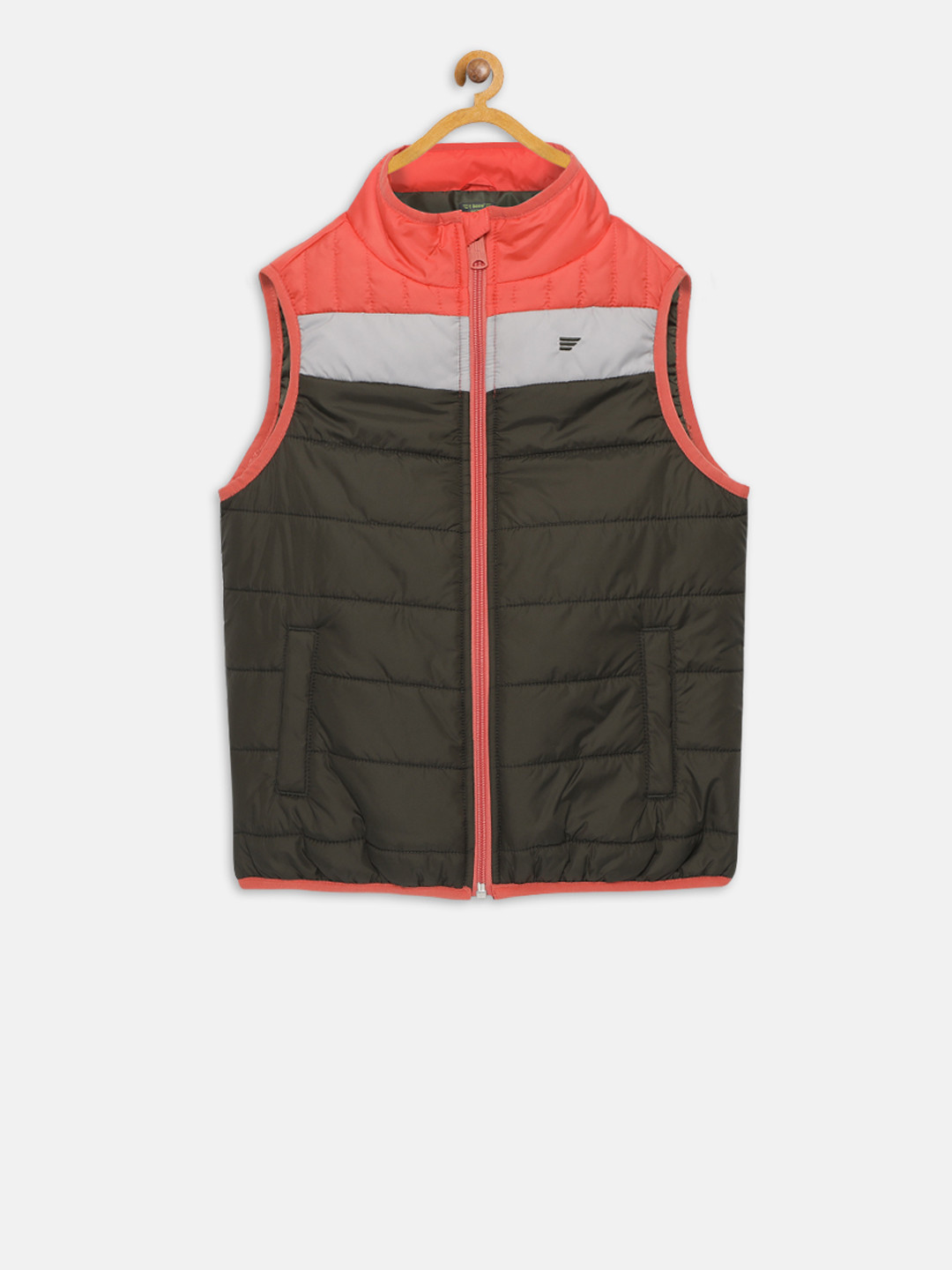 t-base Boys Olive Green Colourblocked Lightweight Jacket