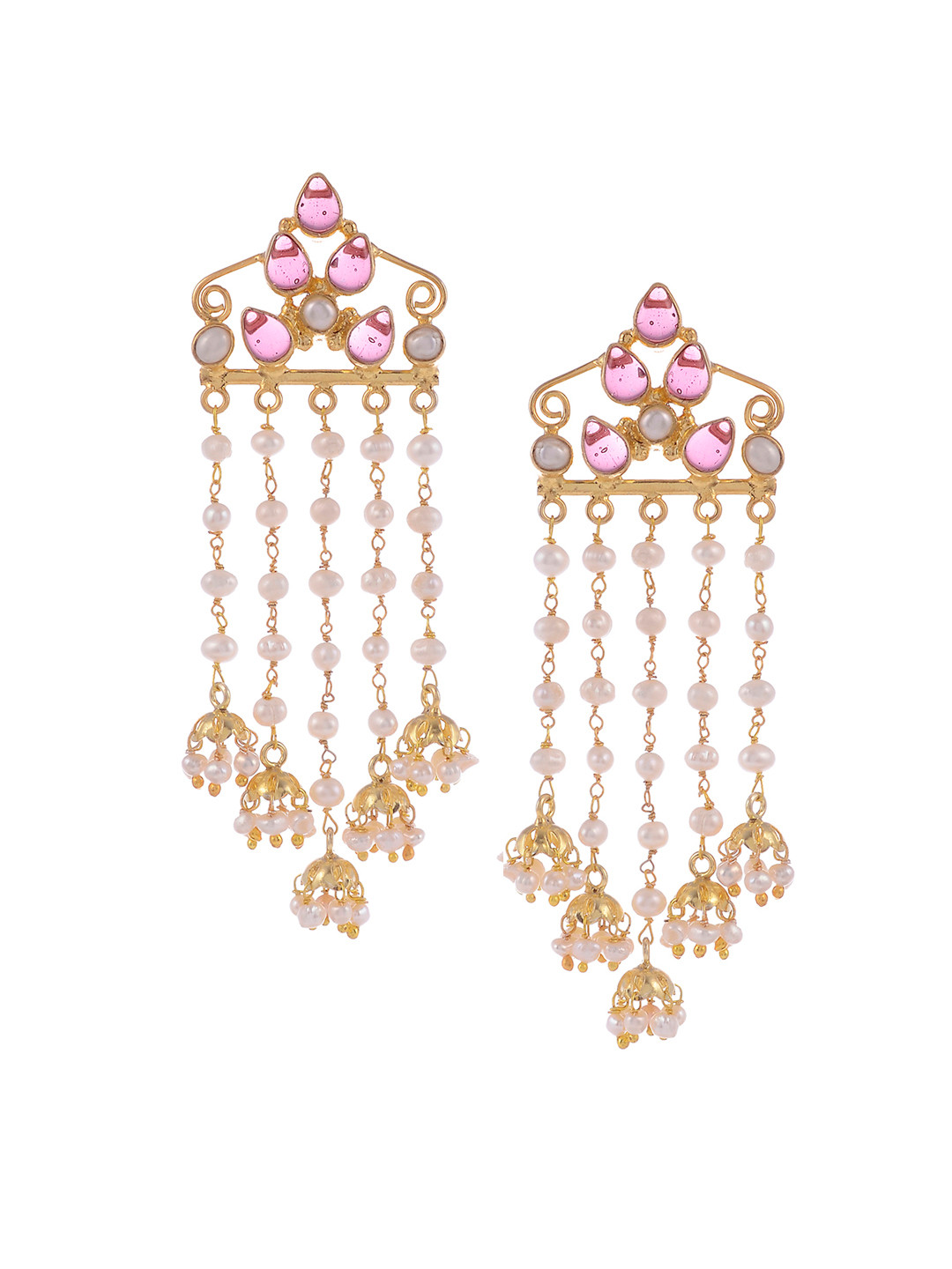 Silvermerc Designs Women Pink Gold-Plated Sterling Silver Handcrafted Earrings