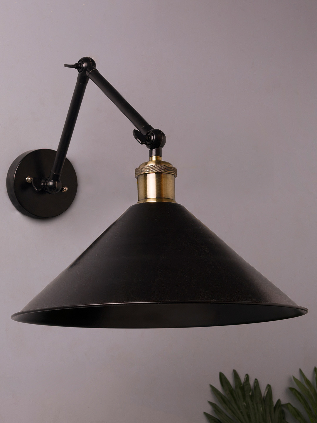 Homesake Black Solid Barn Cone Swing Arm Light