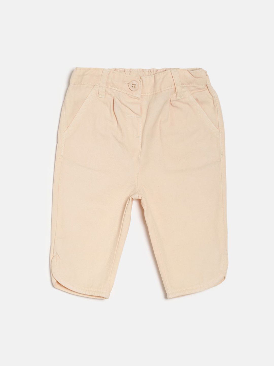 MINI KLUB Girls Beige Solid Regular Fit Capris