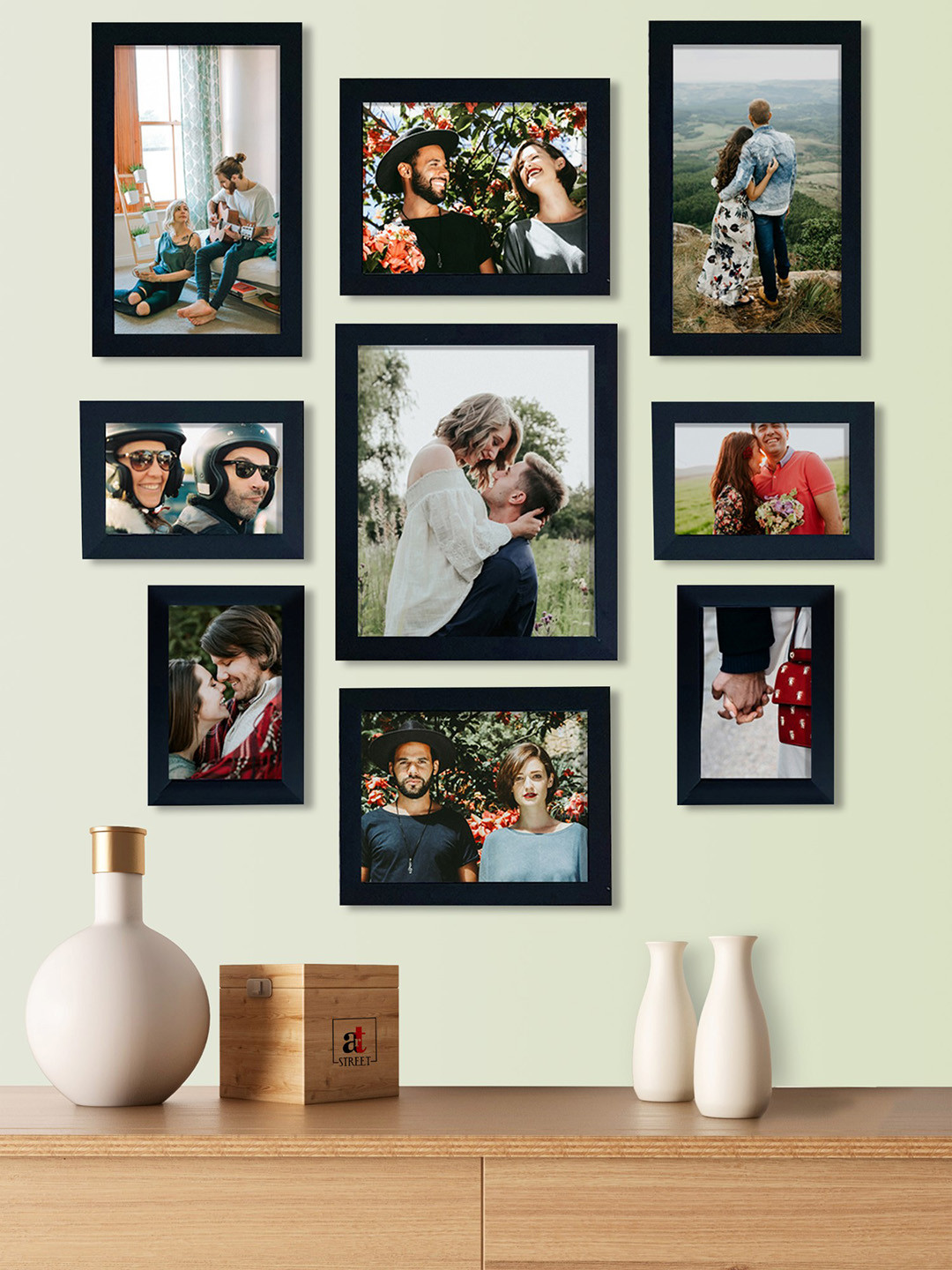 Art Street Set of 9 Black Solid Individual Photo Frames
