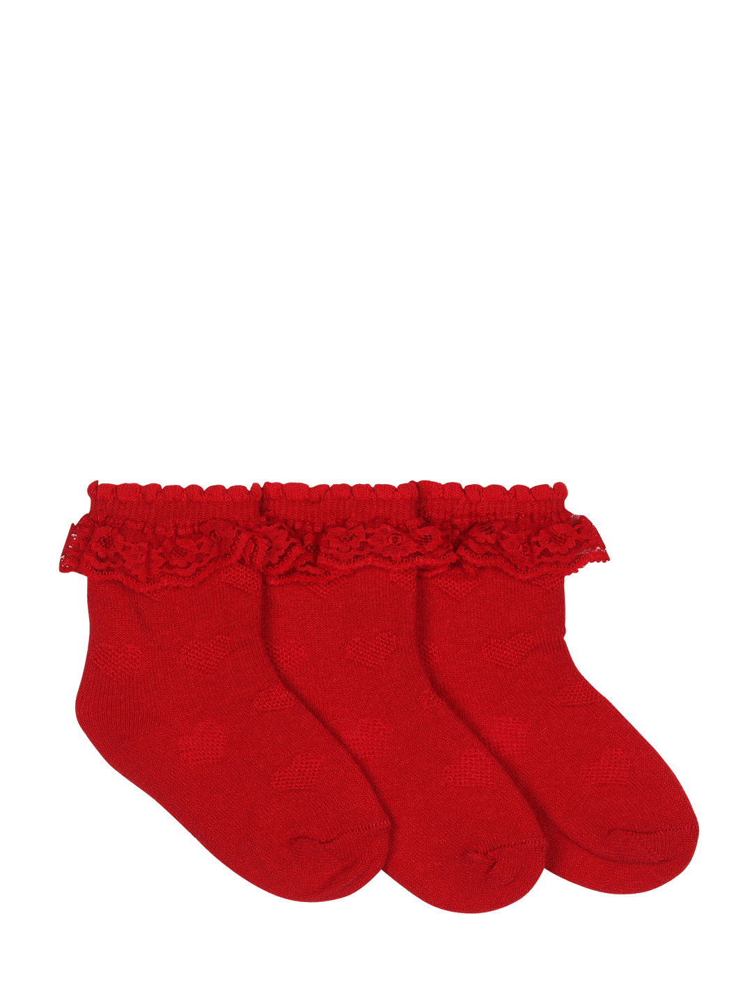 Supersox Kids Pack of 3 Red Assorted Ankle-Length Socks