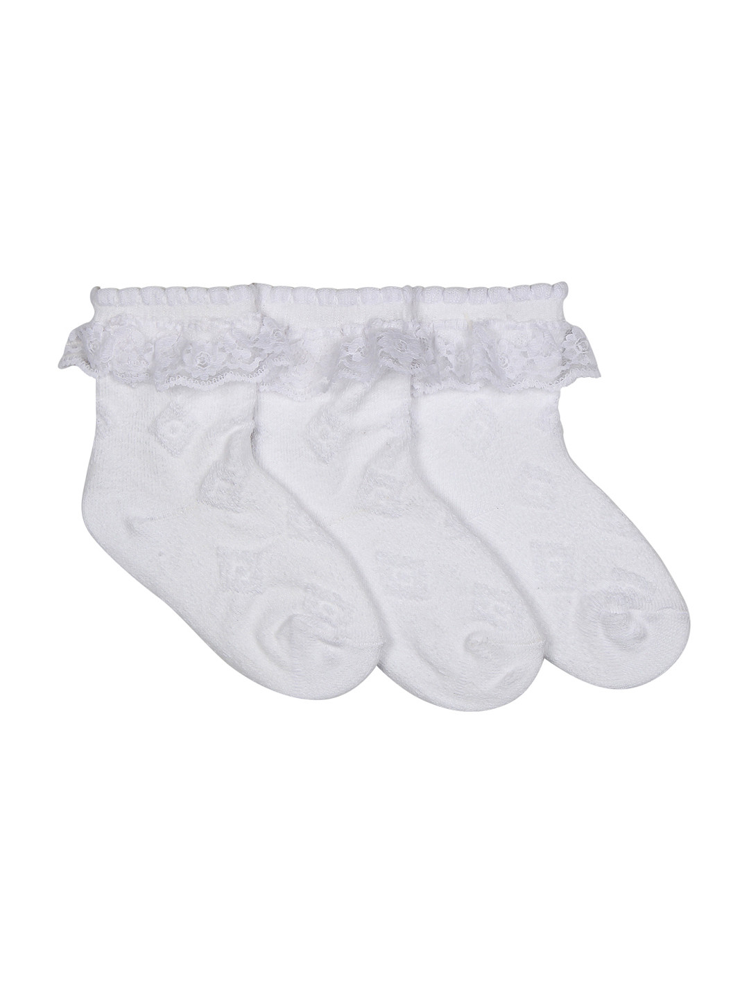 Supersox Kids Pack of 3 White Assorted Ankle-Length Socks
