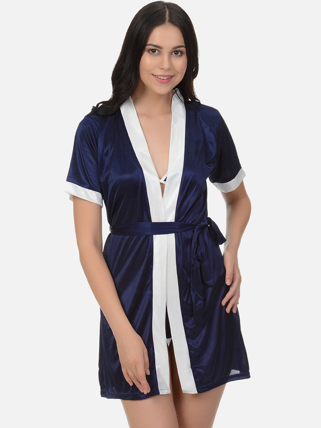 mod & shy Navy Blue Solid Baby Doll MSN17