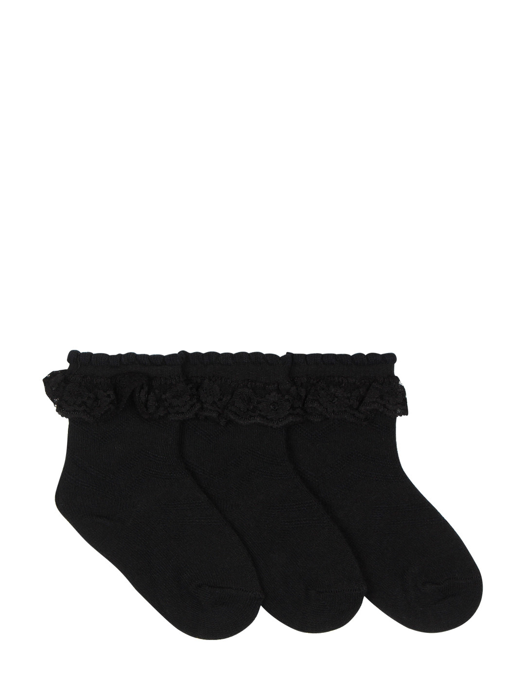 Supersox Kids Pack of 3 Black Assorted Ankle-Length Socks