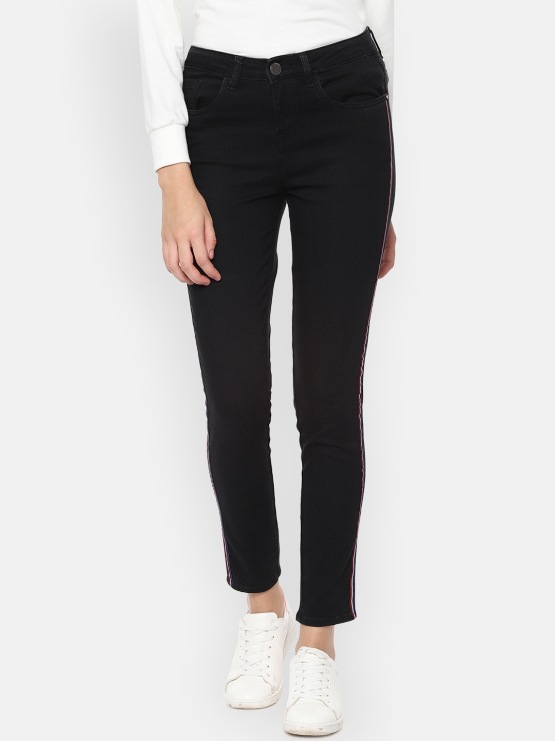 Van Heusen Woman Women Black Slim Fit Mid Rise Clean Look Stretchable Jeans