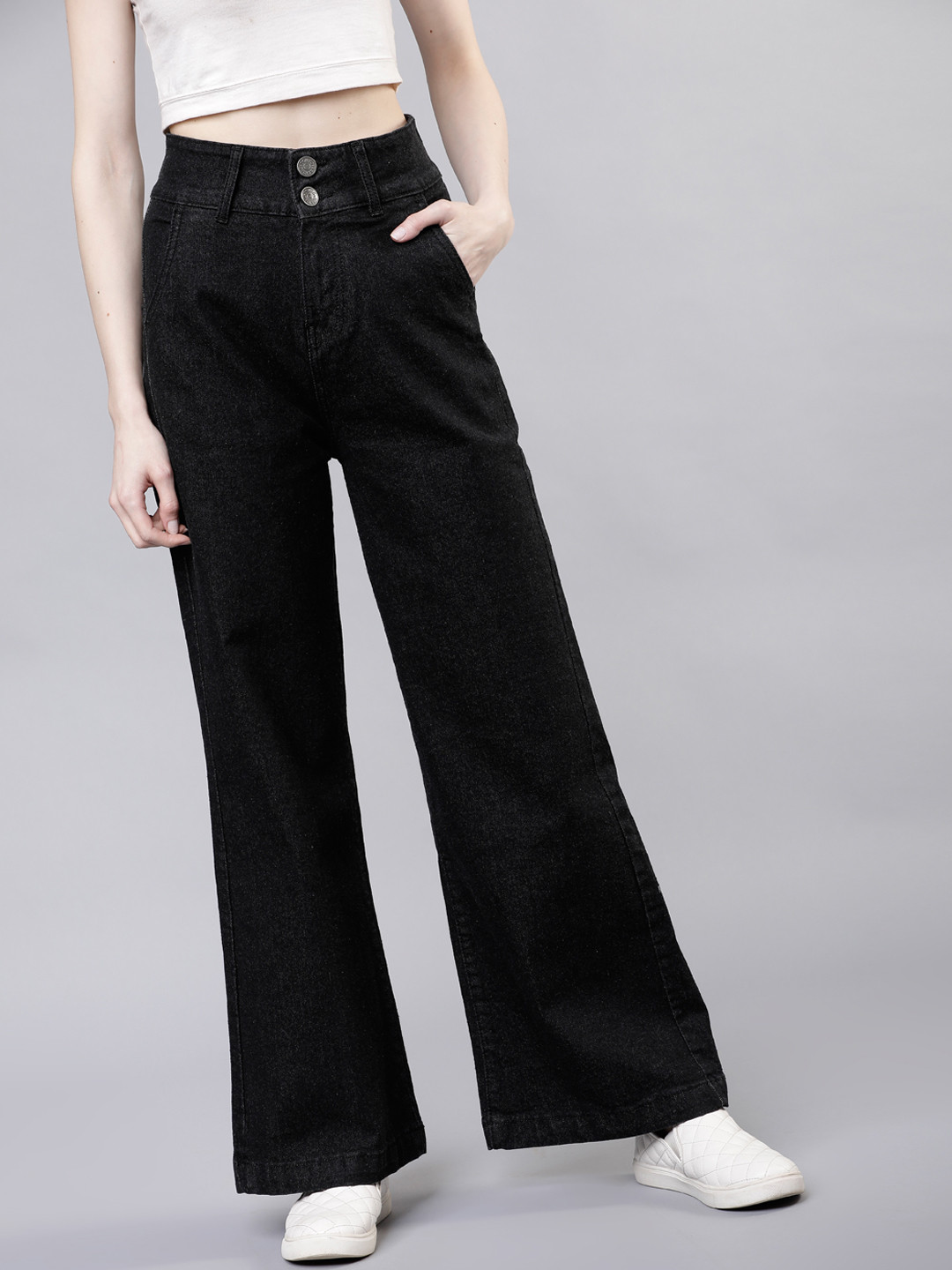 Basics By Tokyo Talkies Women Black Relaxed Fit Mid-Rise Clean Look Jeans