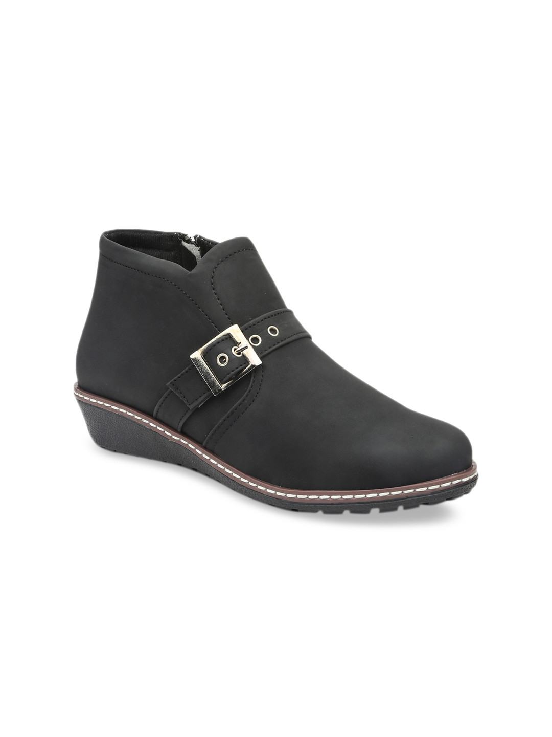 VALIOSAA Women Black Solid Heeled Boots
