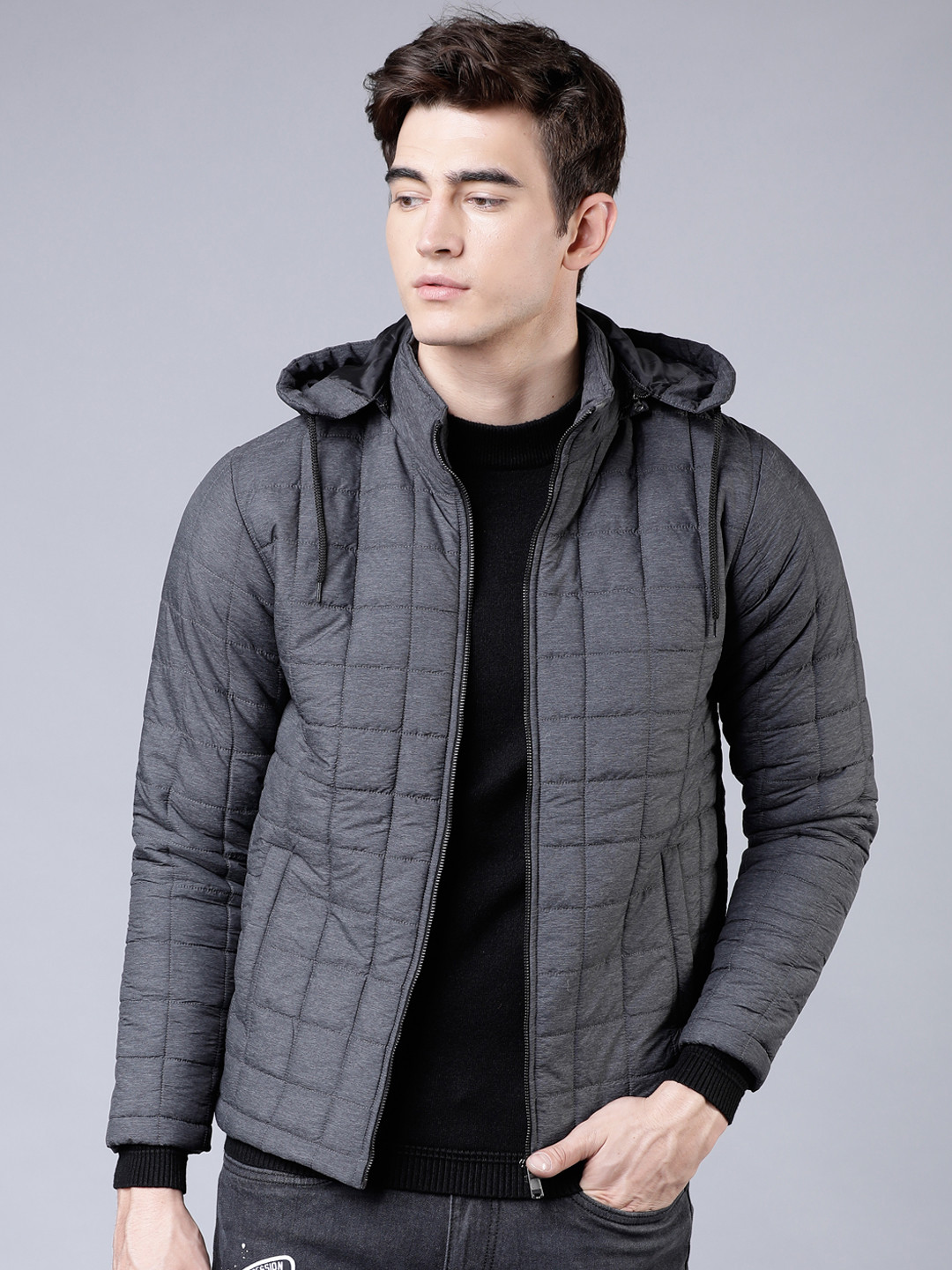 HIGHLANDER Men Grey Solid Puffer Jacket