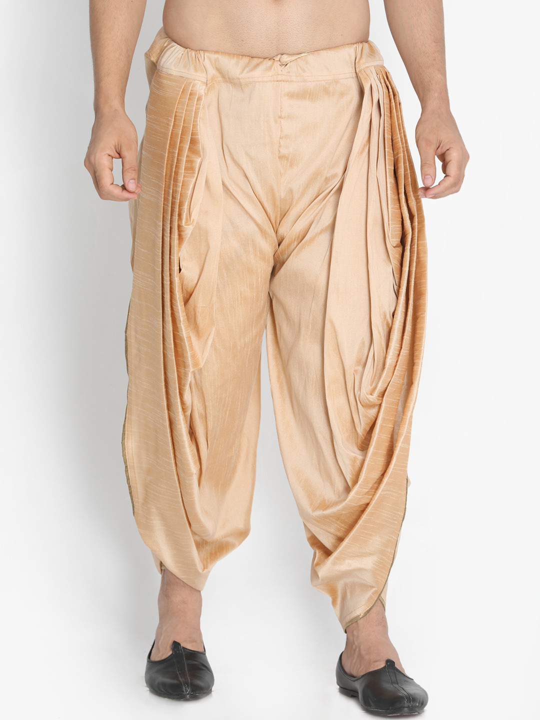 VASTRAMAY Men Gold-Toned Pleated Solid Dhoti