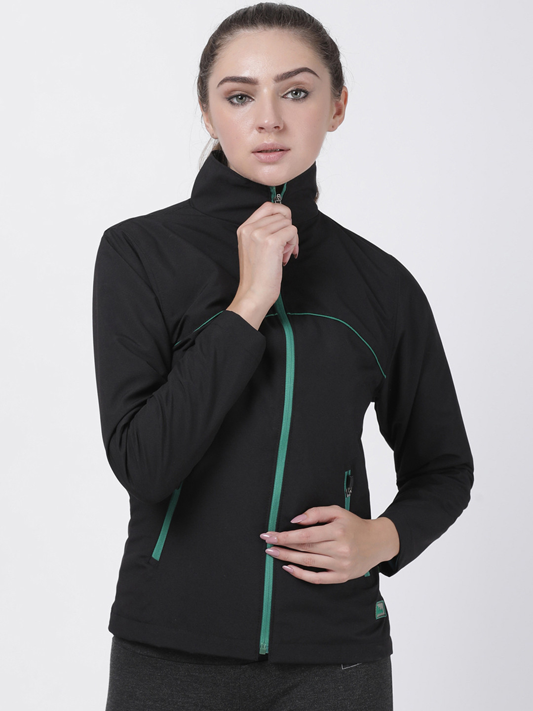 Plutus Women Black Solid Windcheater Sporty  Jacket