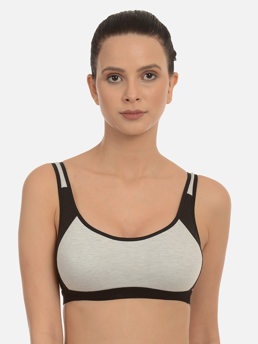 mod & shy Grey Colourblocked Non-Wired Non Padded Beginners Bra MS109