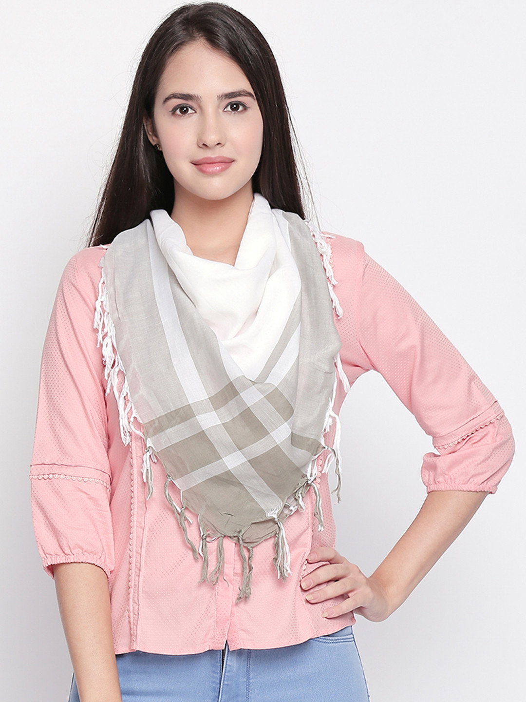 Style Quotient Off-White & Grey Scarf