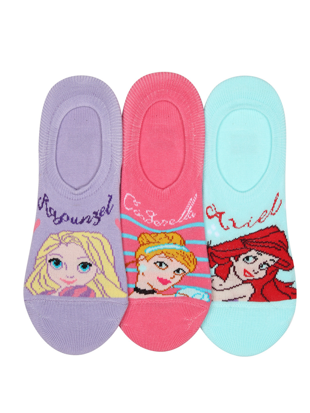 Supersox Girls Pack of 3 Assorted Disney Princes Shoe Liners