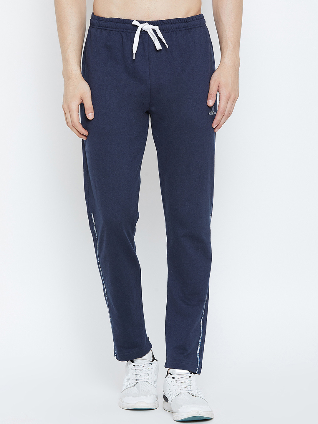Adobe Men Navy Blue Slim-Fit Solid Track Pants