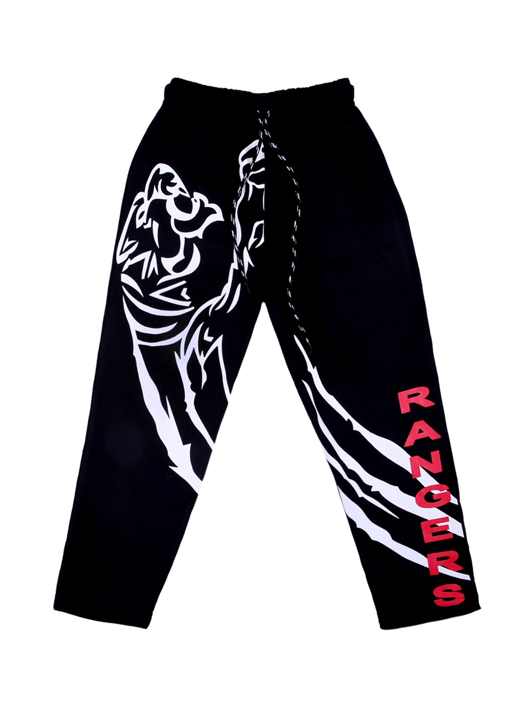 SWEET ANGEL Kids Black Straight Fit Printed Track Pants