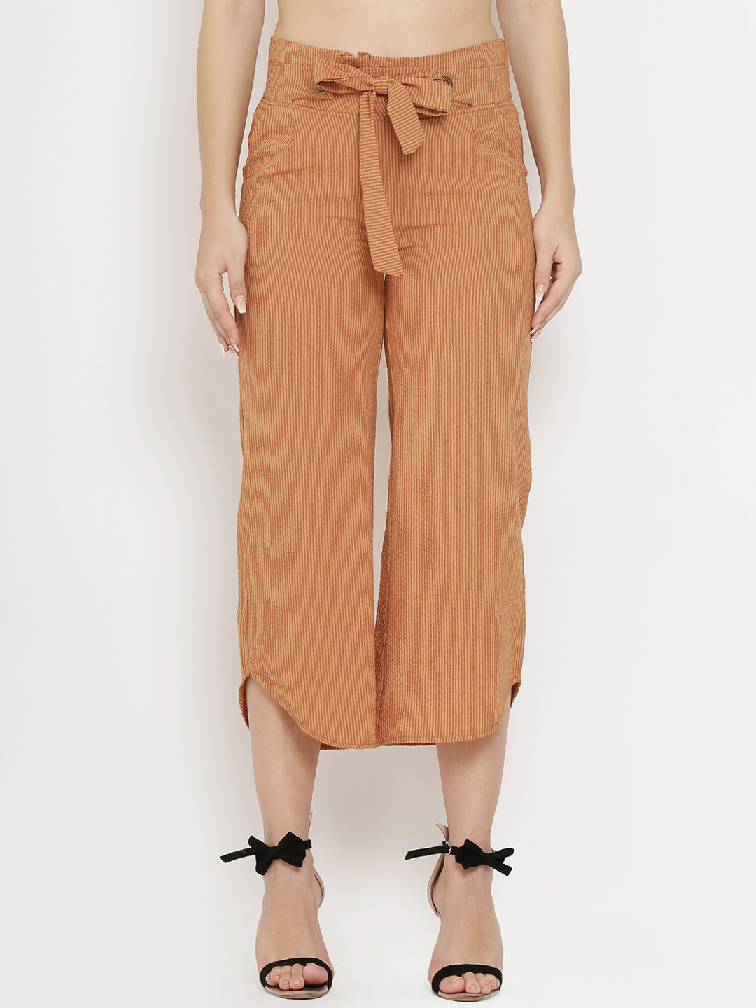 Westwood Women Brown Relaxed Loose Fit Striped Parallel Trousers