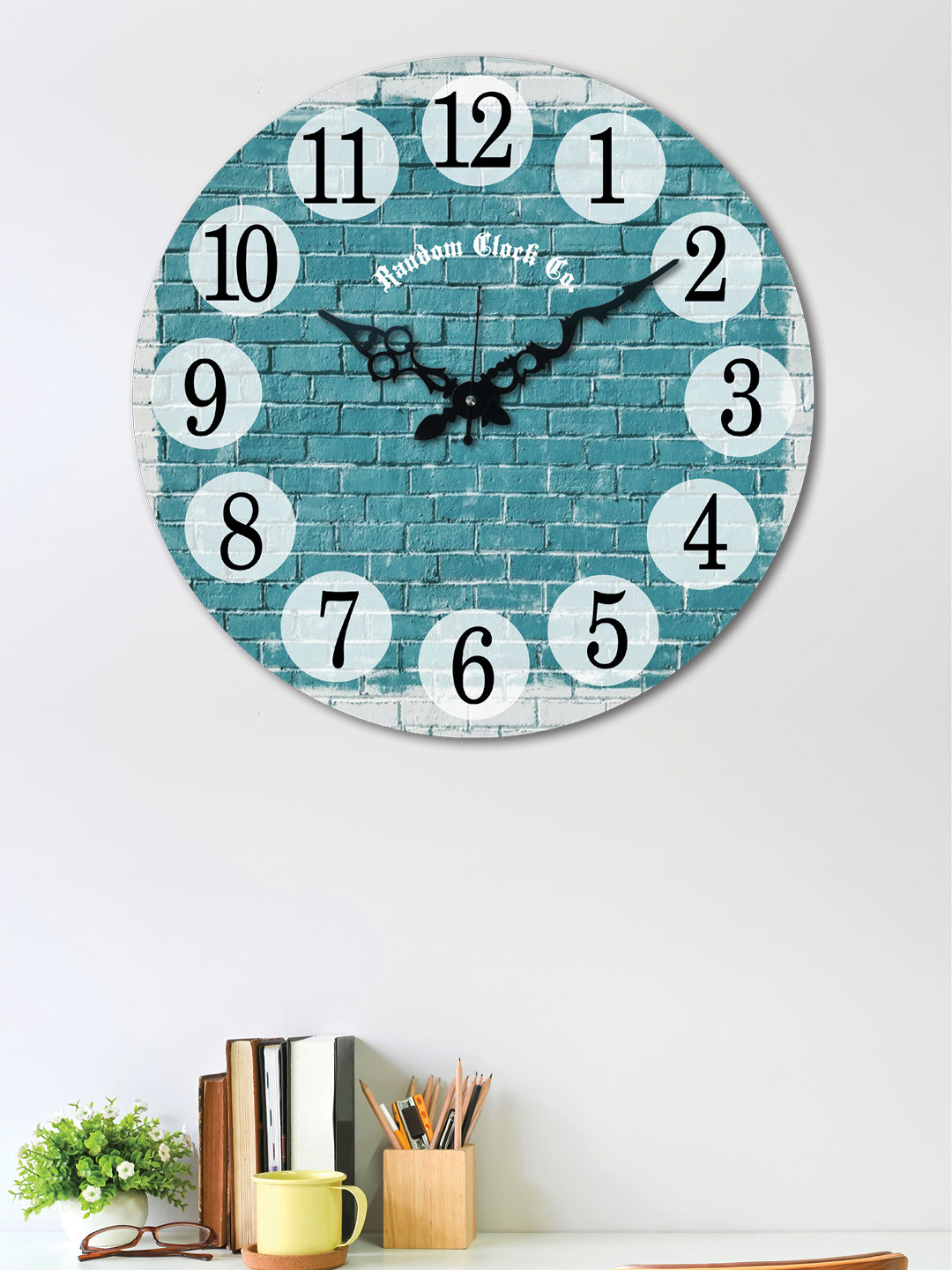RANDOM Sea Green Round Printed 37.5 cm Analogue Wall Clock