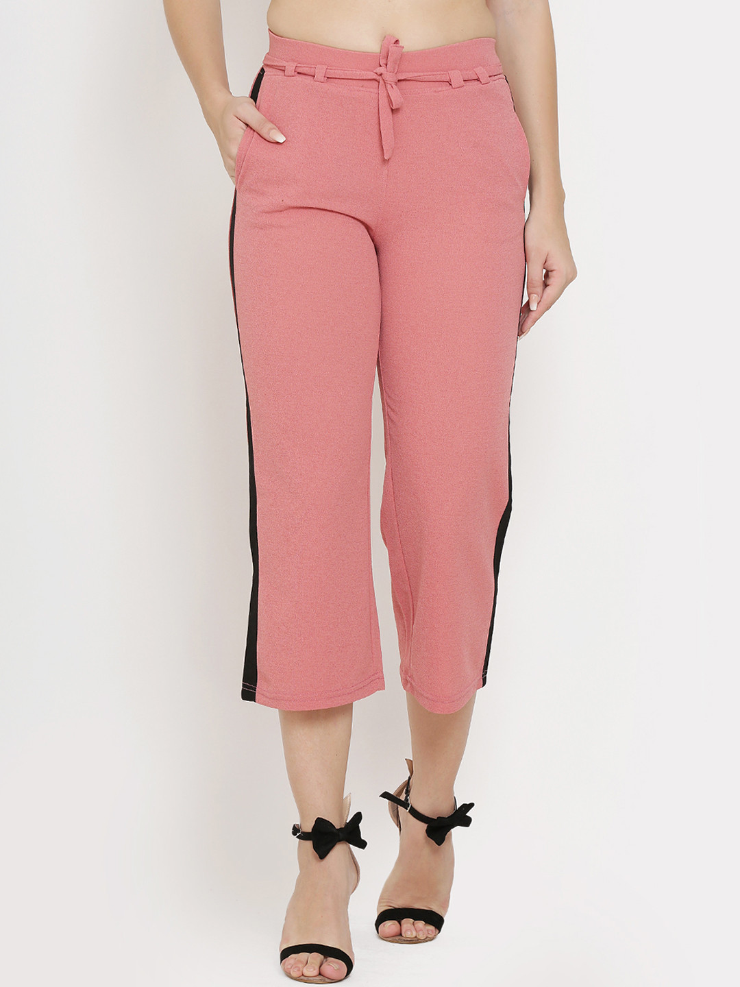 Westwood Women Pink Relaxed Loose Fit Striped Regular Trousers
