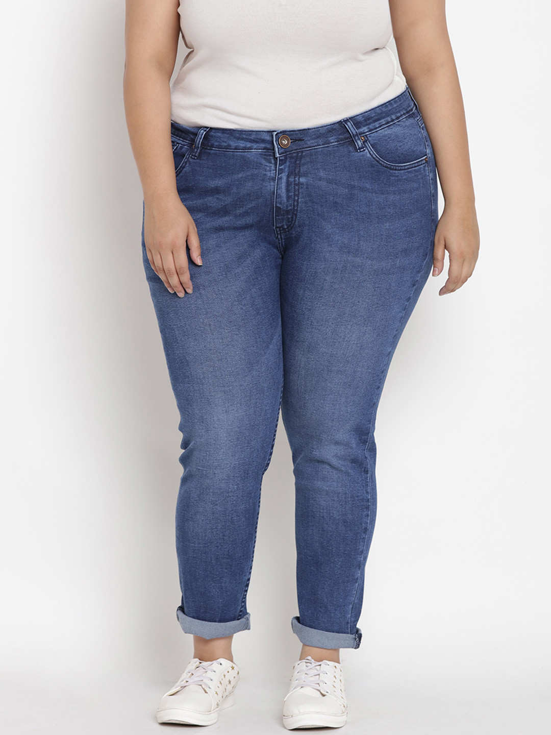 Kiaahvi by JOHN PRIDE Women Blue Slim Fit Mid-Rise Clean Look Stretchable Jeans