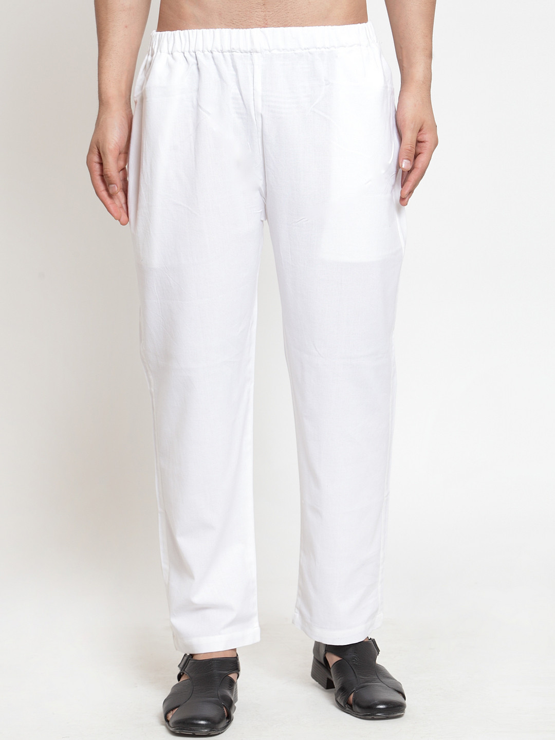 NEUDIS Men White Solid Pyjama