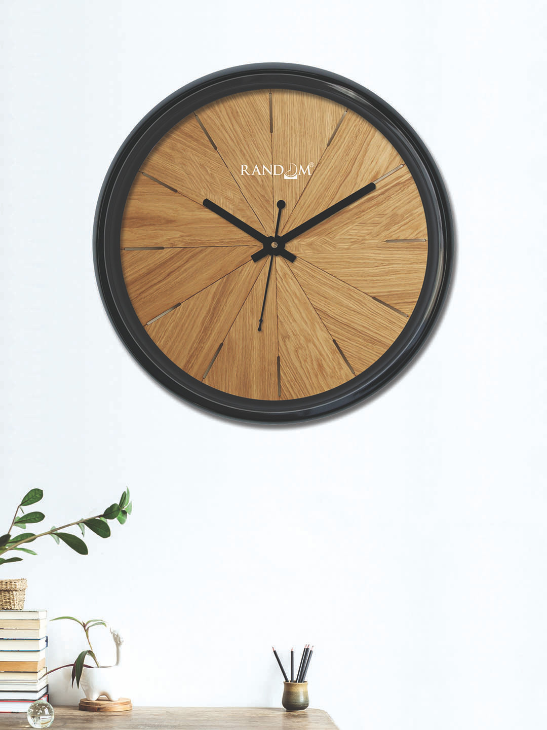 RANDOM Brown Round Solid 30 cm Analogue Wall Clock