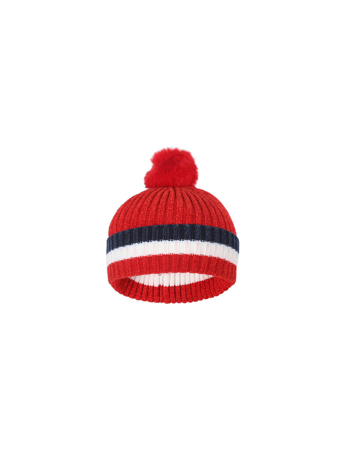 FabSeasons Kids Red Self Design Beanie