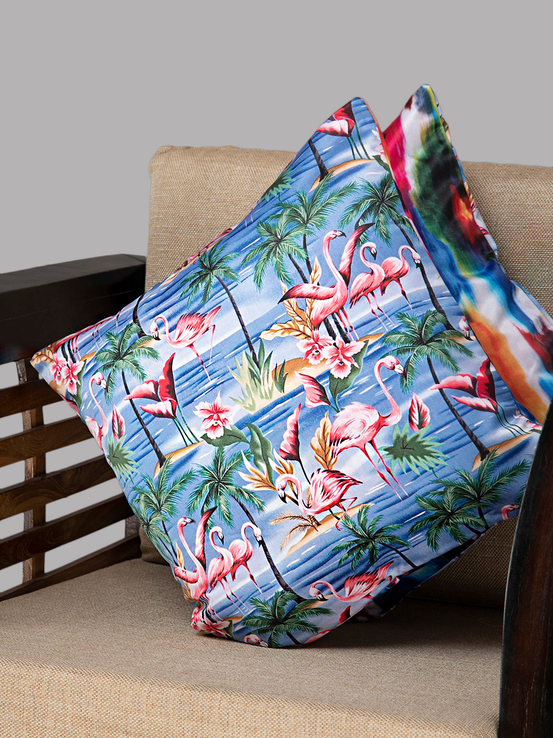 HOUZZCODE Conversational Polyester Washable 2 Pcs Square Cushion Covers -16x16In