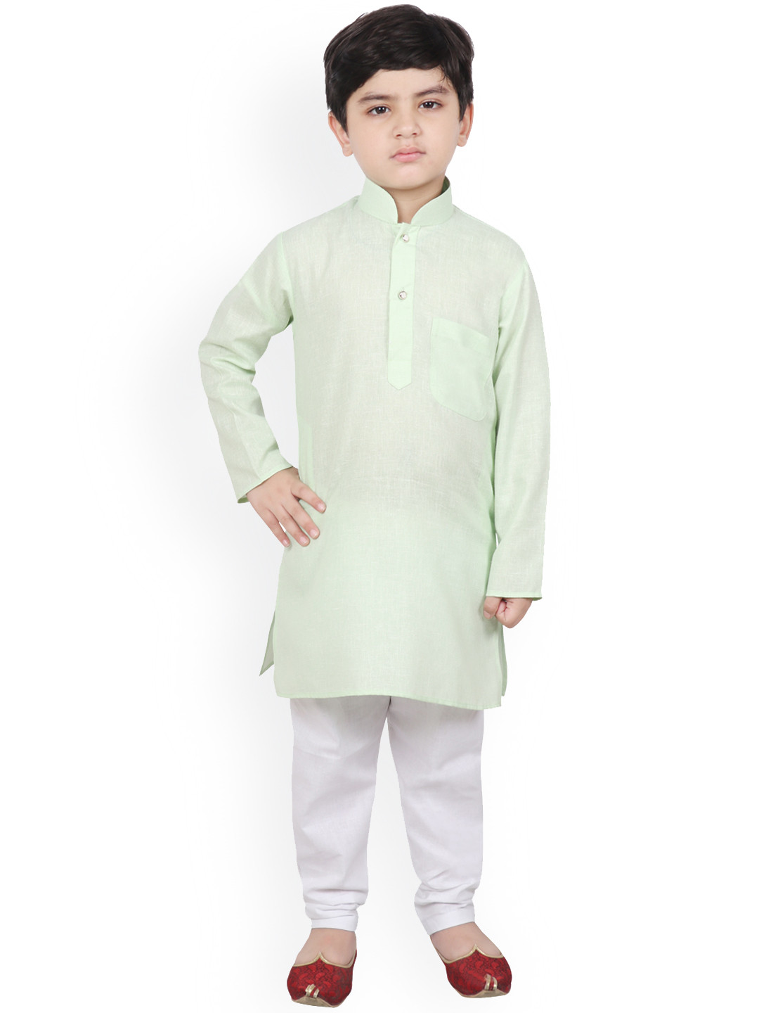 SG YUVRAJ Boys Mint Green Solid Kurta with Pyjamas