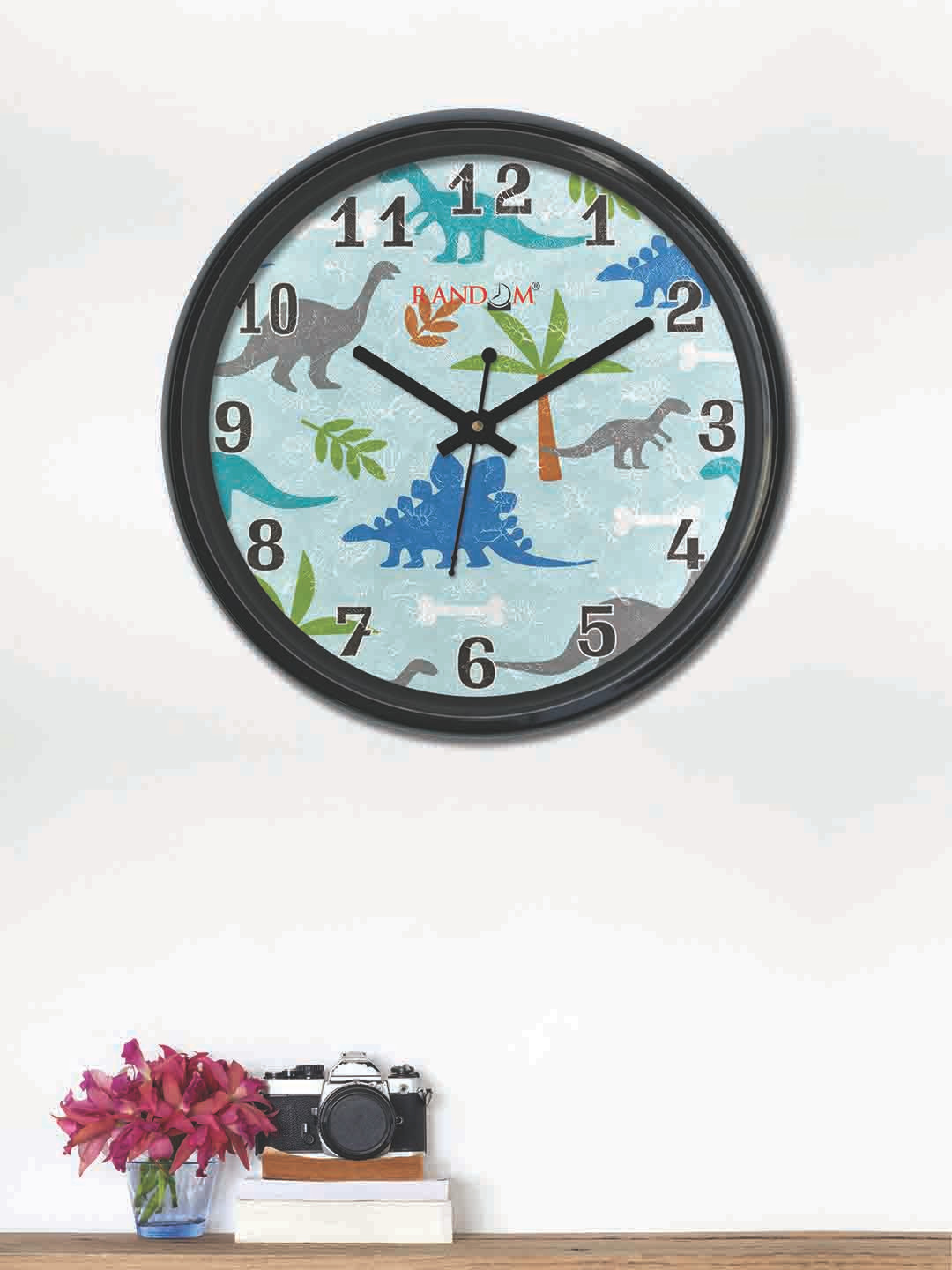 RANDOM Blue Round Printed 30cm Analogue Wall Clock