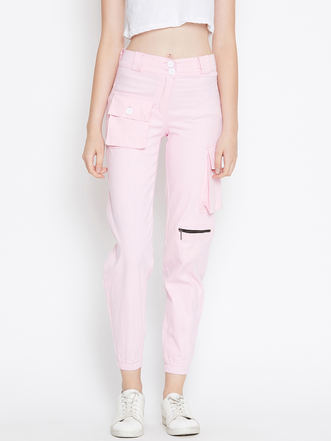 pink slim fit joggers