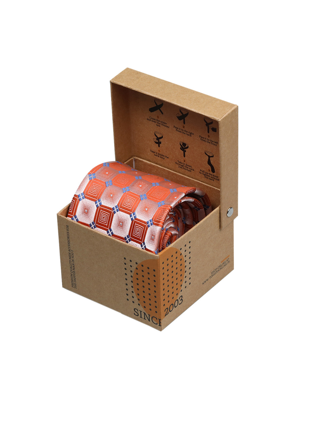 Tossido Orange Woven Design Broad Tie
