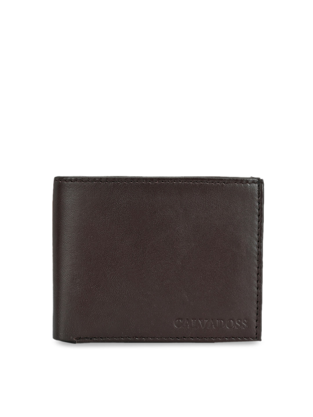 Calvadoss Men Brown Solid Leather Two Fold Wallet