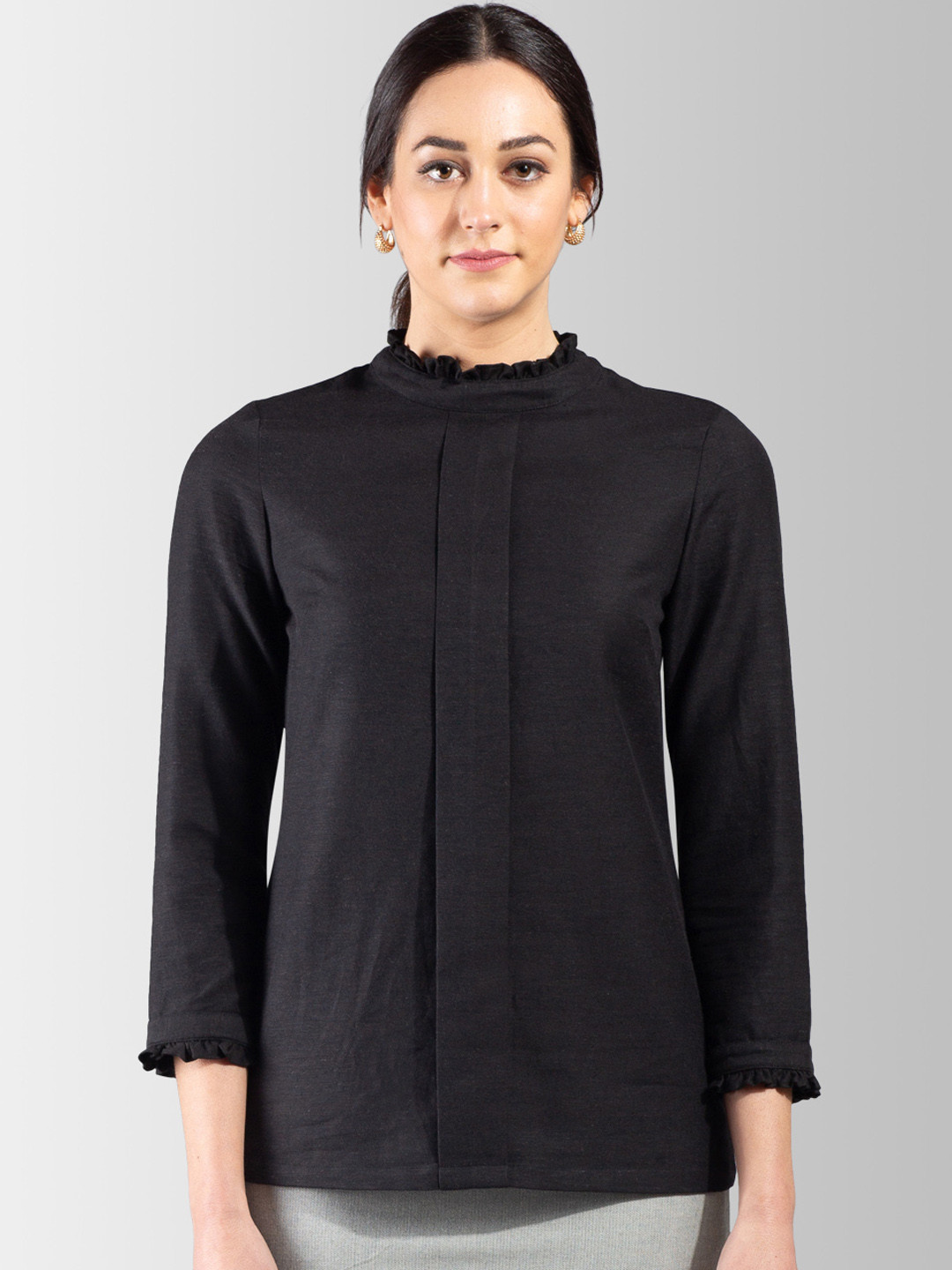 FABLE STREET Women Black Solid Top