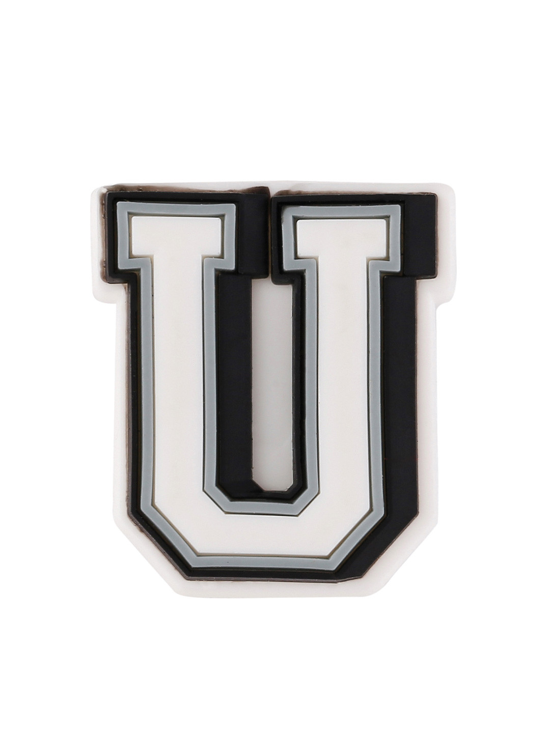 Crocs Unisex White & Black Letter U Jibbitz Shoe Charm