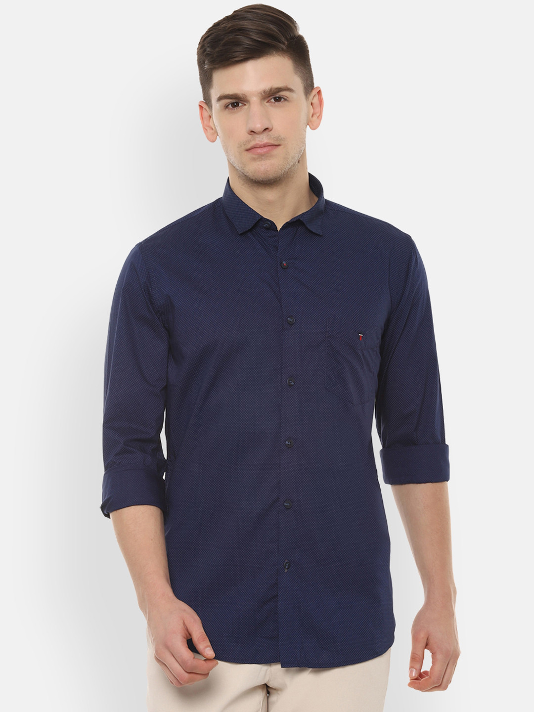 Louis Philippe Sport Men Navy Blue Slim Fit Printed Casual Shirt