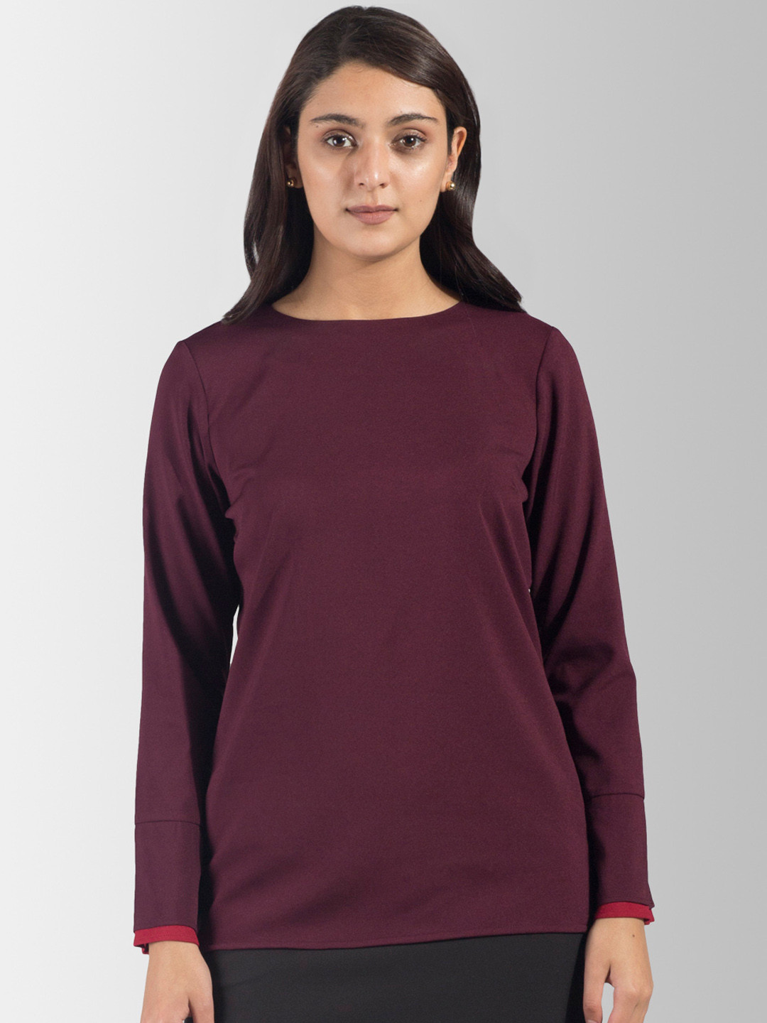 FableStreet Women Maroon Solid Top