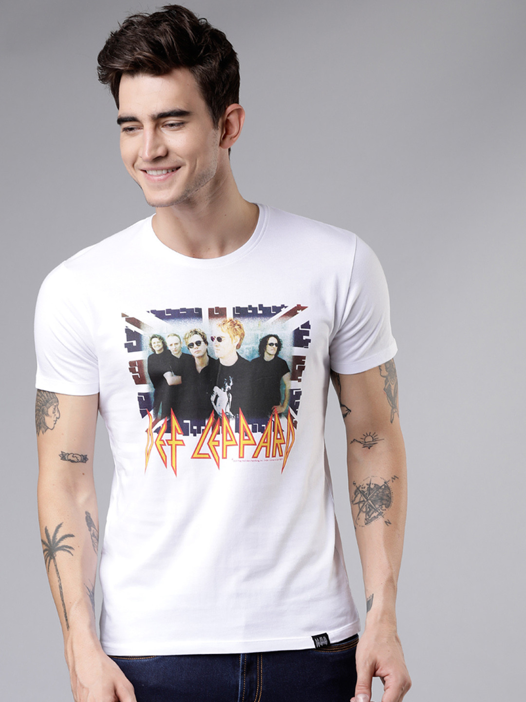 LOCOMOTIVE Men White Printed Round Neck T-shirt