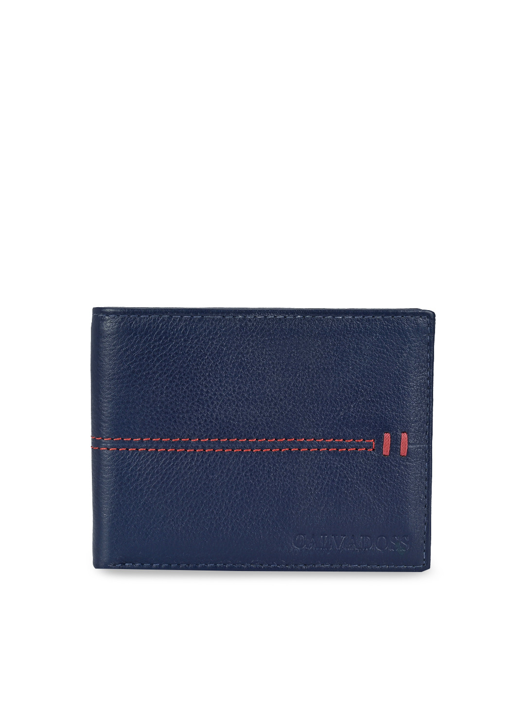 Calvadoss Men Blue Textured Leather Two Fold Wallet