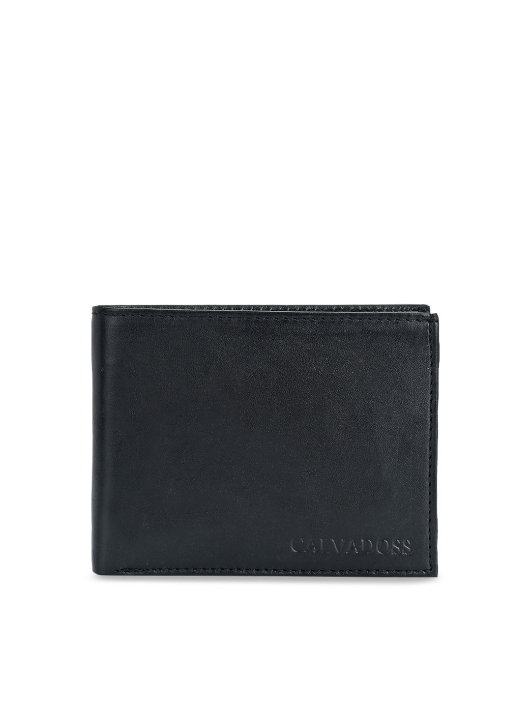 Calvadoss Men Black Solid Leather Two Fold Wallet