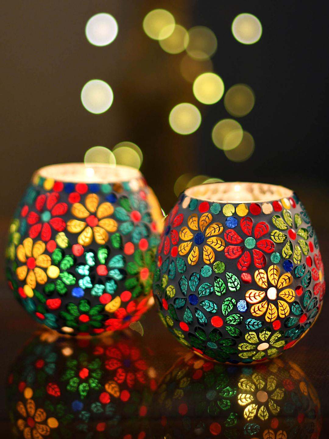 Homesake Set of 2 Multicoloured Tea Light Candle Holders