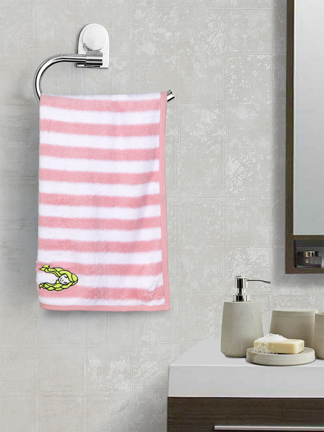 My Milestones Kids Set of 2 Pink & White Striped 380GSM Hand Towels