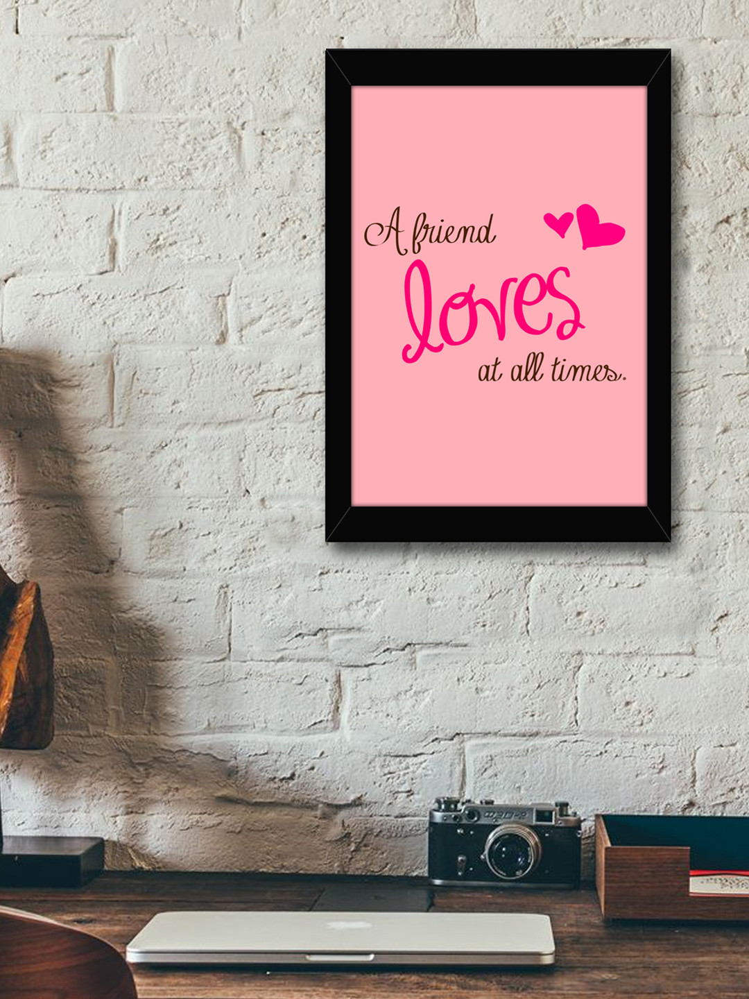 TIED RIBBONS Black & Pink Solid Typographic Wall Art