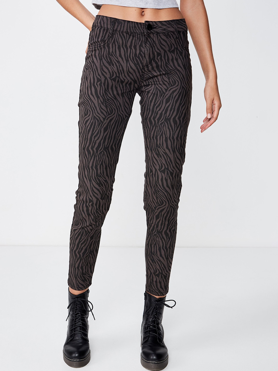 COTTON ON Women Black & Grey Skinny Fit Mid-Rise Clean Look Jeans