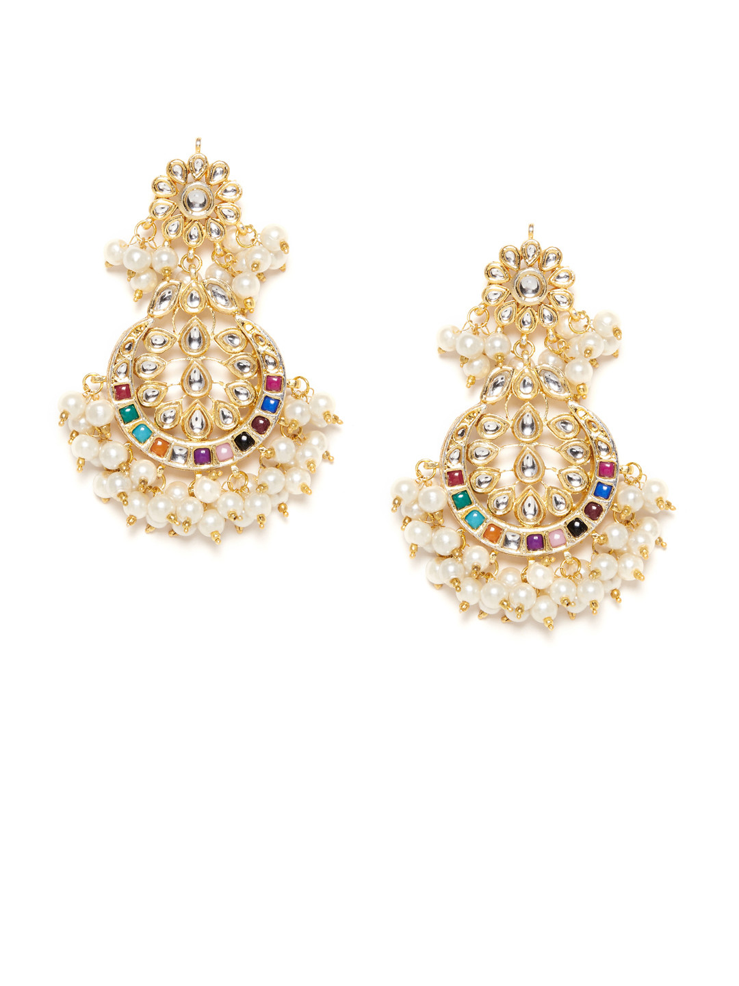 Bamboo Tree Jewels Gold-Toned Circular Drop Earrings