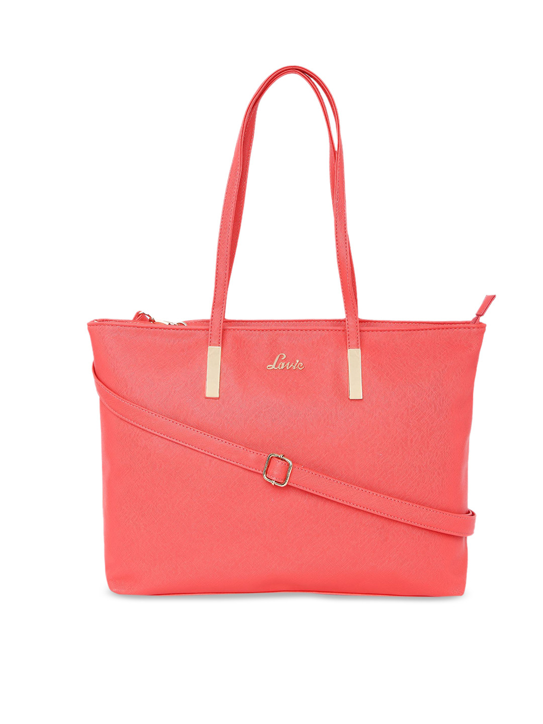 Lavie Coral Pink Solid Shoulder Bag