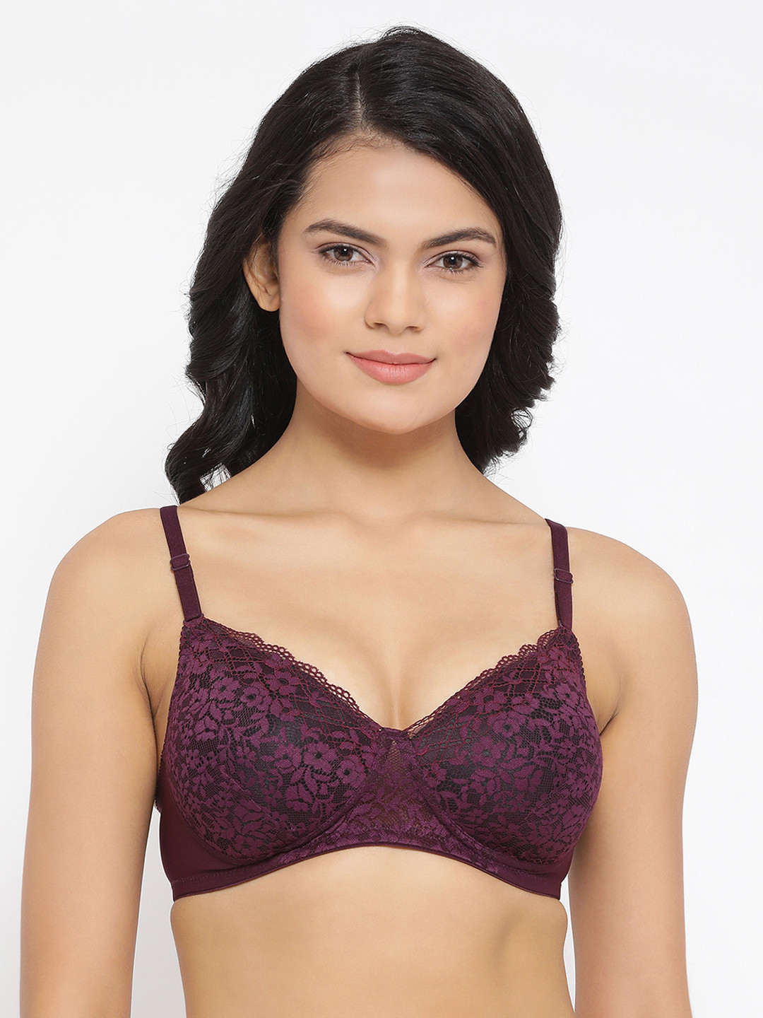 Clovia Purple Lace Non-Wired Lightly Padded Everyday Bra BR1879A1532B