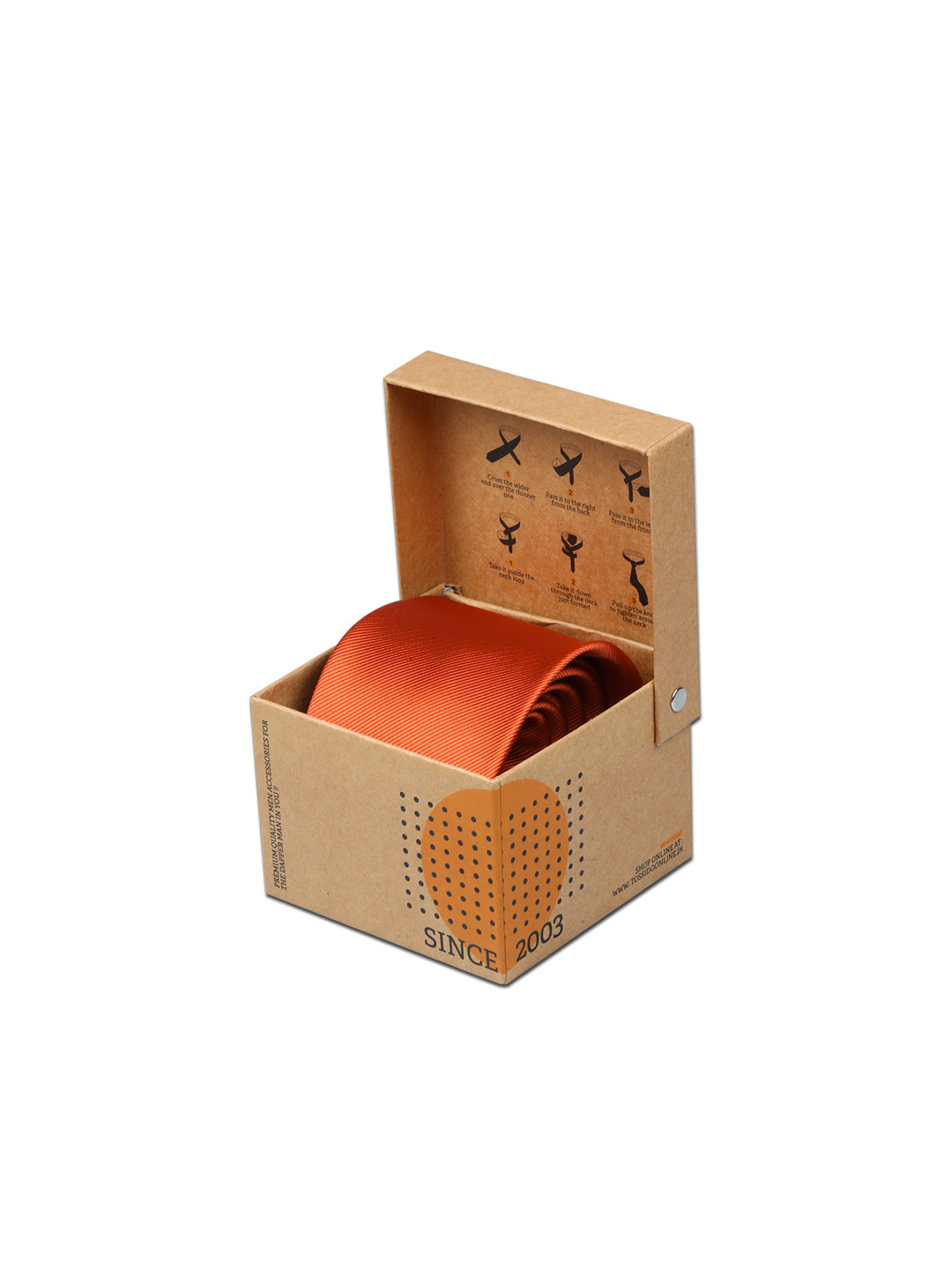 Tossido Men Orange Woven Design Broad Tie